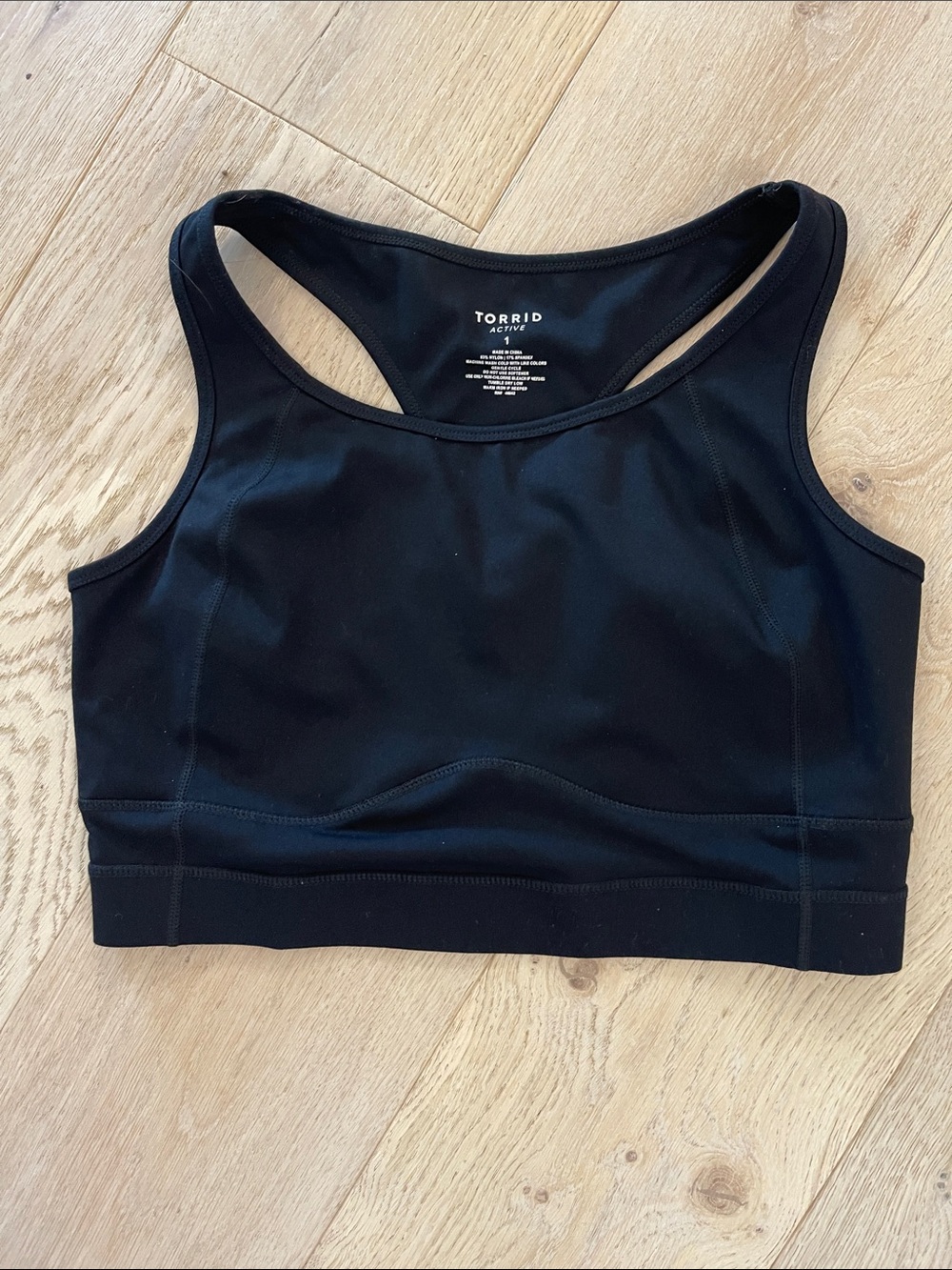 TORRID Active Black Racerback Sports Bra with Scoop Neck Torrid Size 1